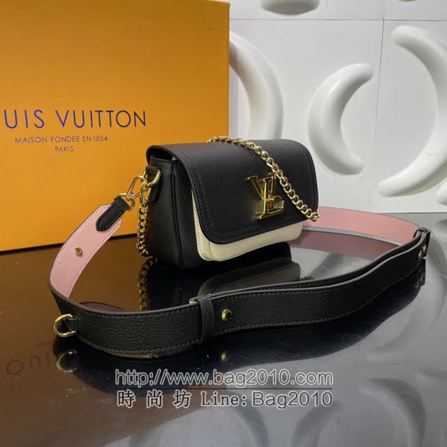 Louis Vuitton新款女包 M58557 路易威登Lockme Tender手袋 LV黑色粒面小牛皮单肩斜挎女包  ydh4206